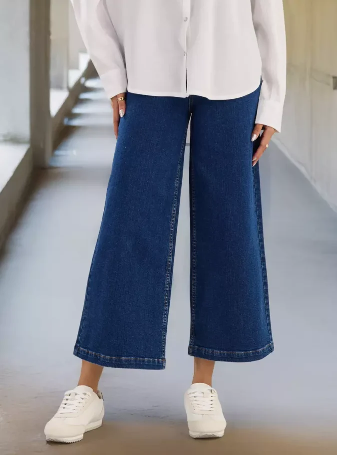 Plain Better Cotton Wide Leg Jeans-1