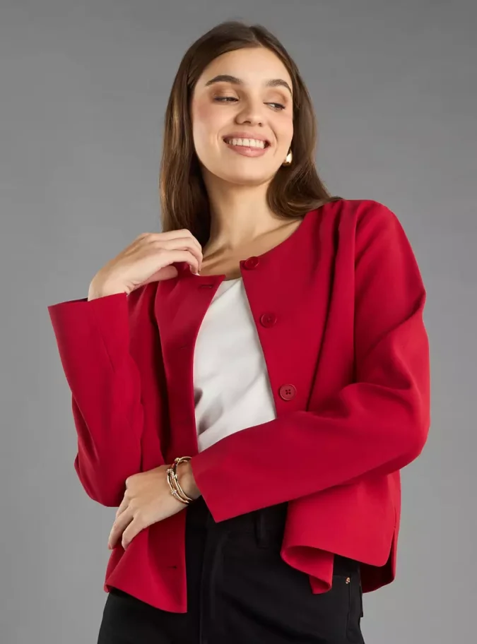 Plain Cropped Jacket-1