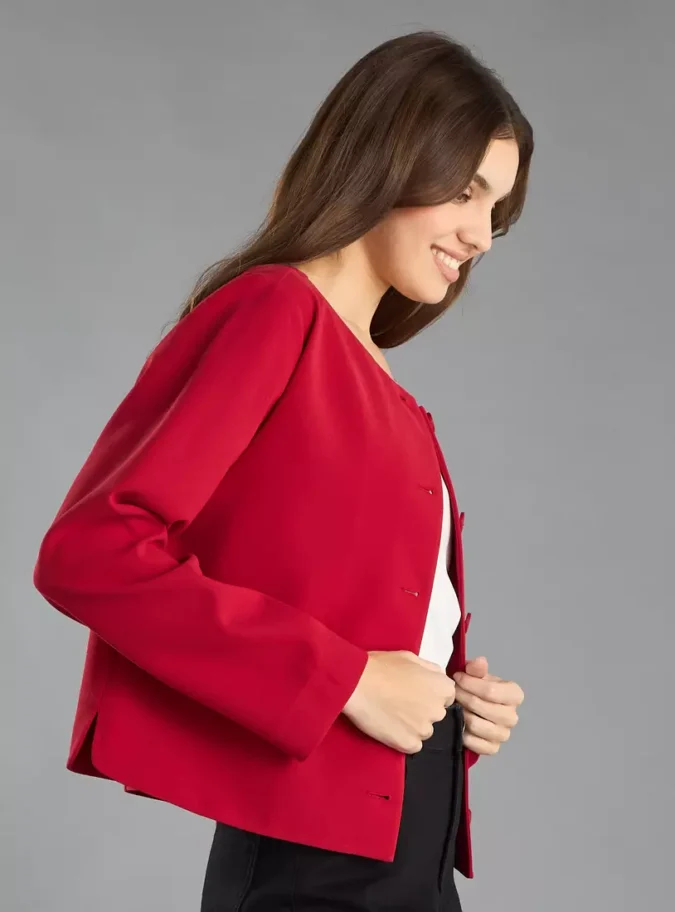 Plain Cropped Jacket-4