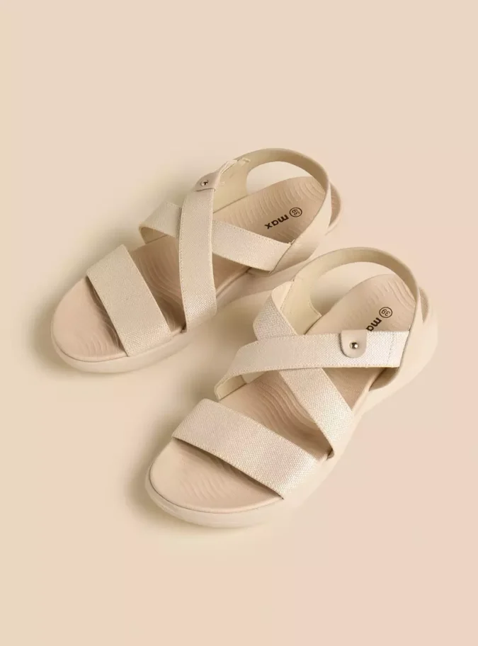 Plain Cross Strap Slip-On Sandals-1