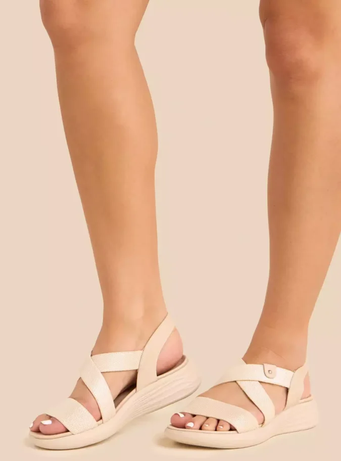 Plain Cross Strap Slip-On Sandals-2