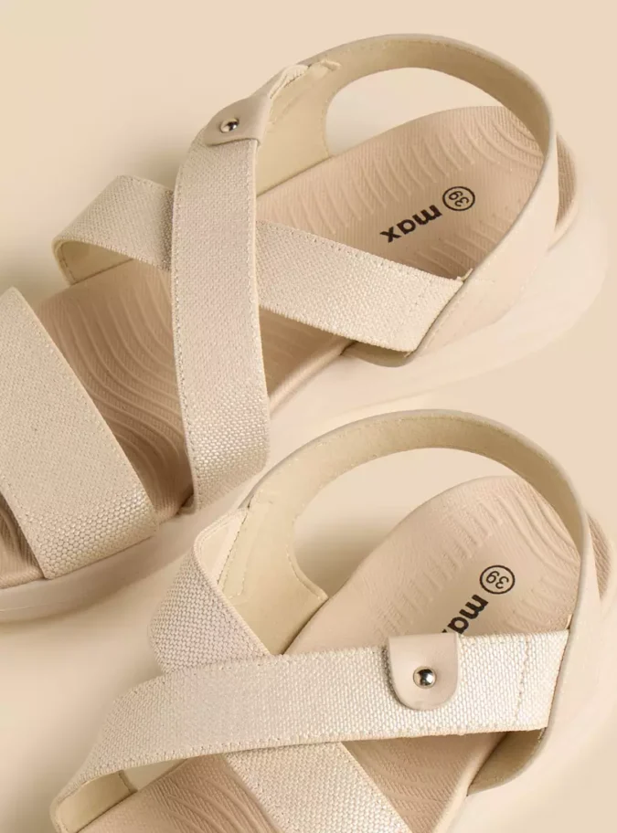 Plain Cross Strap Slip-On Sandals-3