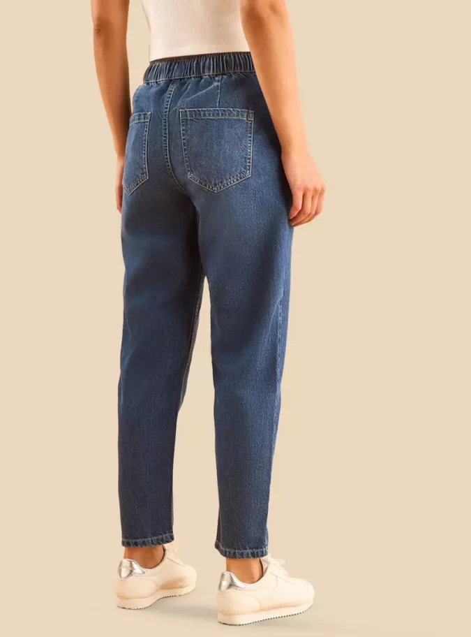Plain Drawstring Closure Jeans-2