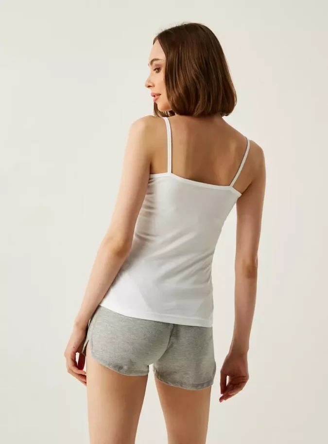 Plain Fade Resistant Camisole with Scoop Neck and Spaghetti Straps-2