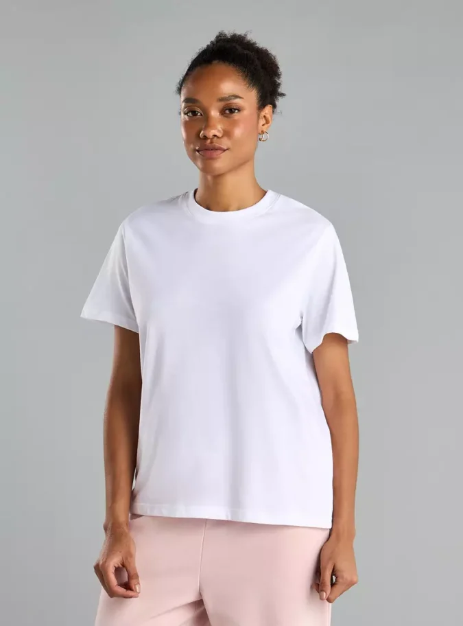 Plain Fade Resistant Round Neck T-shirt with Short Sleeves-1