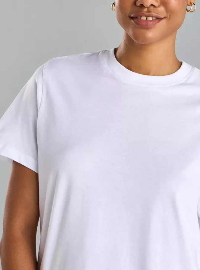 Plain Fade Resistant Round Neck T-shirt with Short Sleeves-3