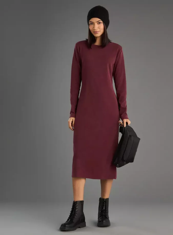 Plain Fitted Midi Dress-1