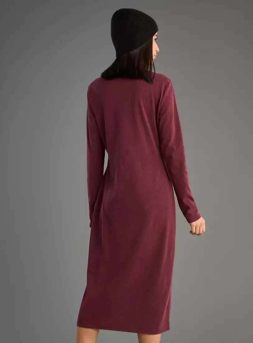 Plain Fitted Midi Dress-2