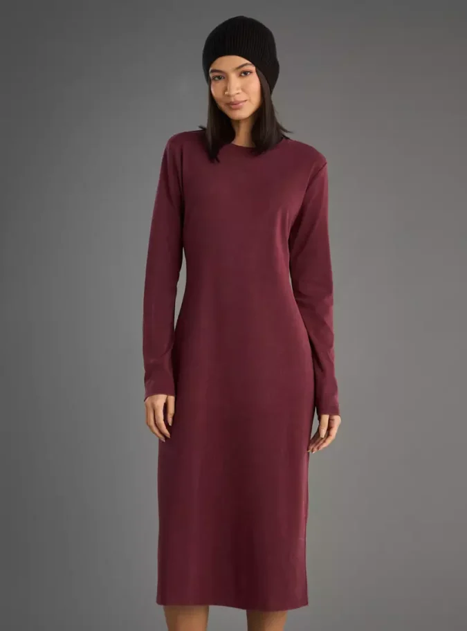 Plain Fitted Midi Dress-4