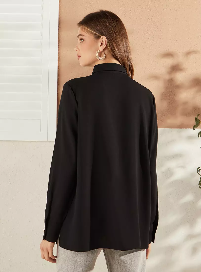 Plain Georgette Shirt with Button Detail2