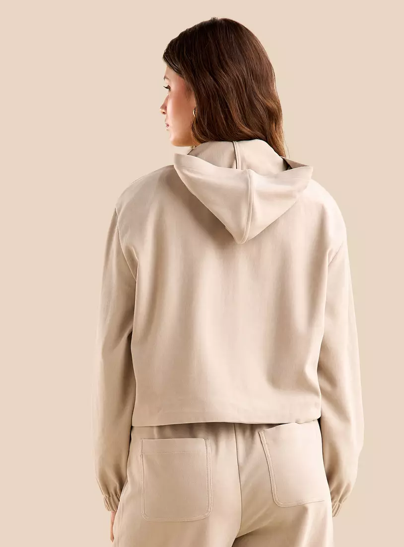 Plain Hooded Corduroy Jacket-2