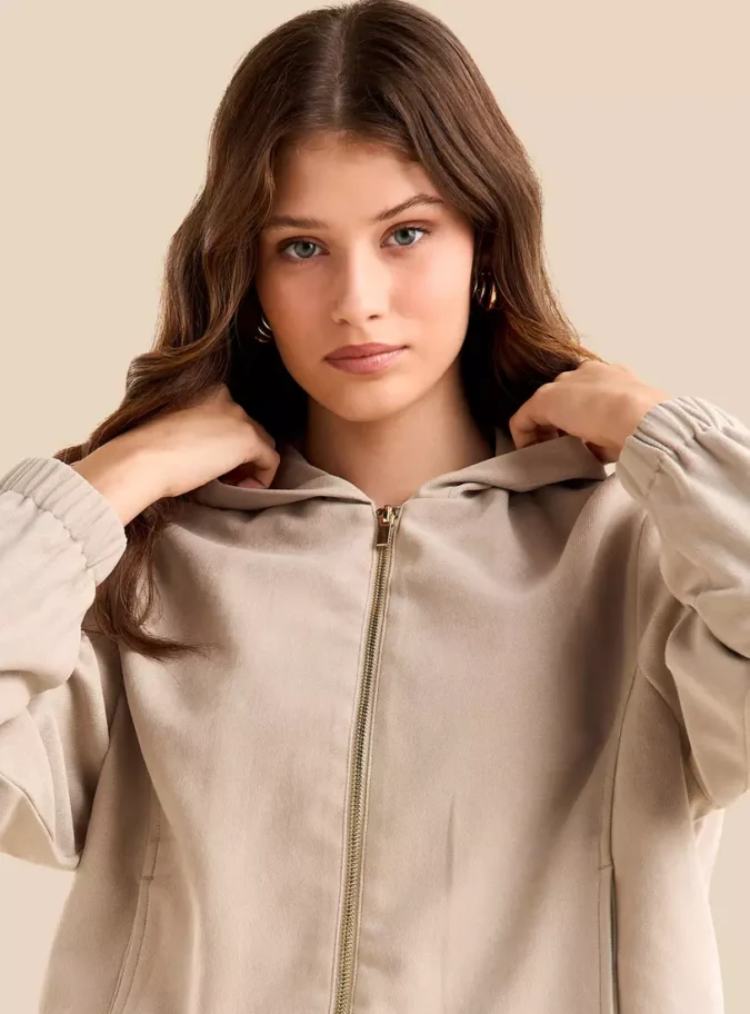 Plain Hooded Corduroy Jacket-3