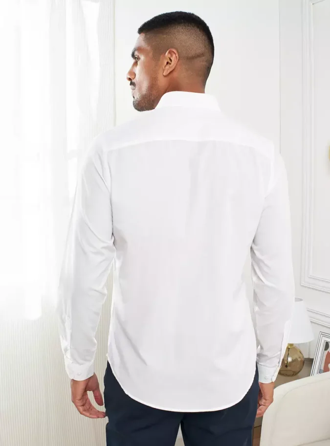 Plain Long Sleeves Shirt with Button Closure and Pocket-2