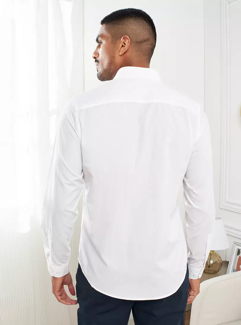 Plain Long Sleeves Shirt with Button Closure and Pocket-2
