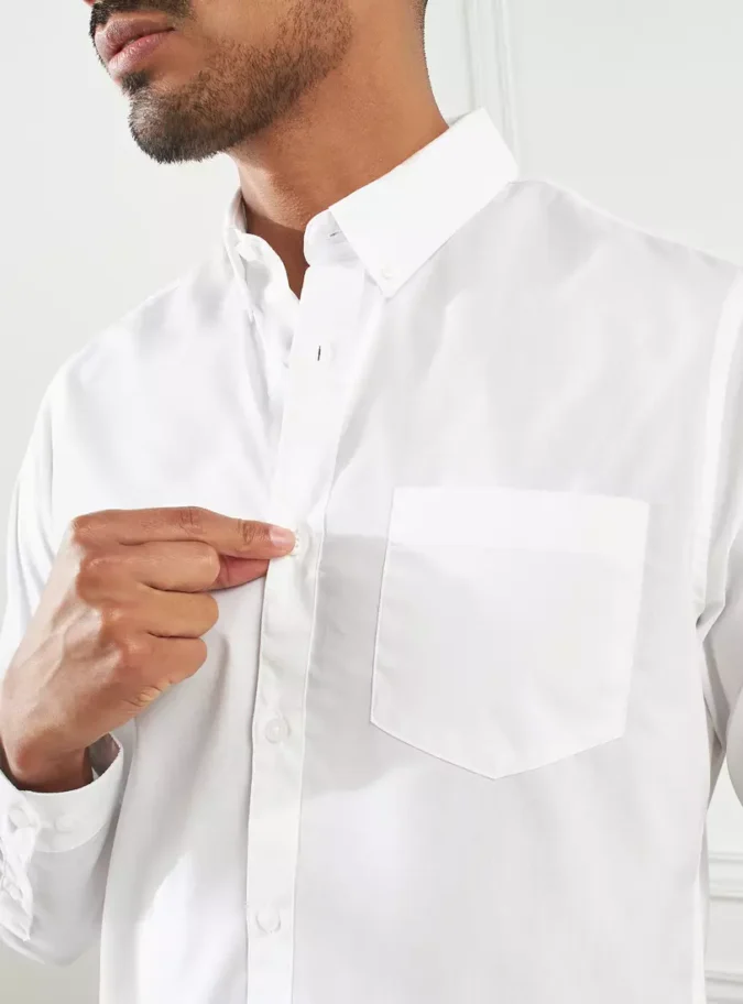 Plain Long Sleeves Shirt with Button Closure and Pocket-3