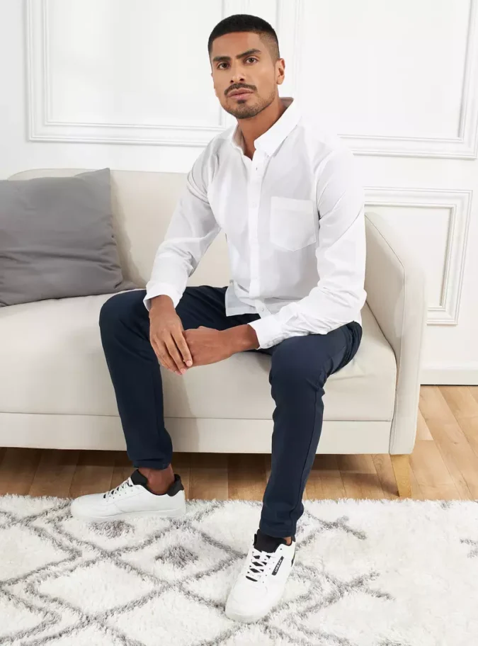 Plain Long Sleeves Shirt with Button Closure and Pocket-4