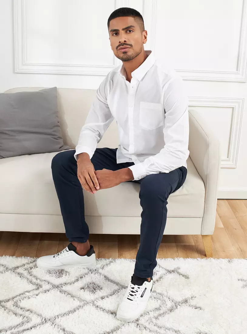 Plain Long Sleeves Shirt with Button Closure and Pocket-4