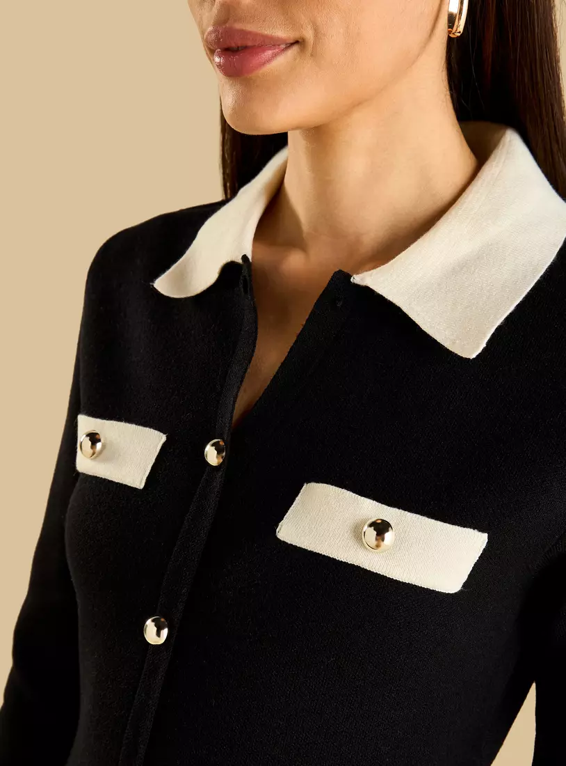 Plain Midi Shirt Dress-3