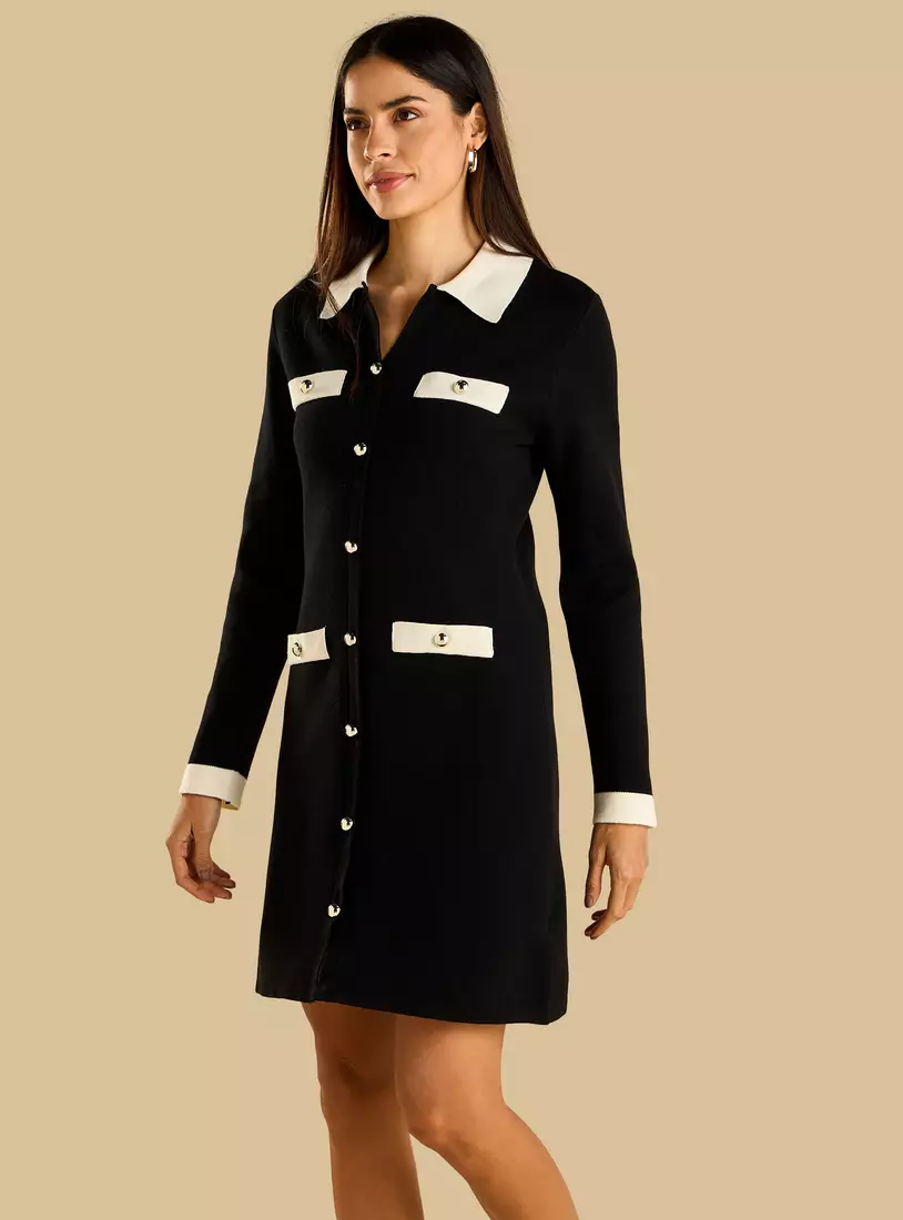 Plain Midi Shirt Dress-4