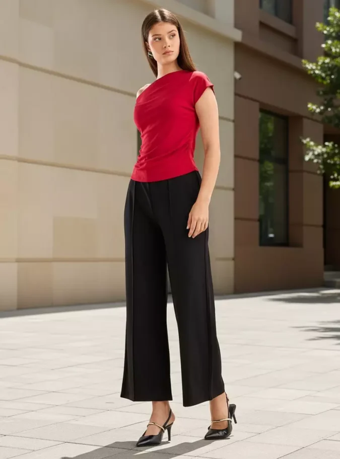 Plain One Shoulder Top-4