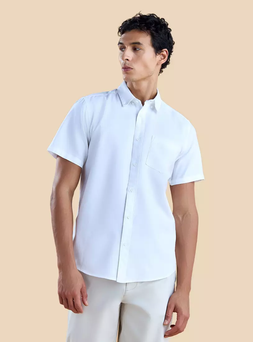 Plain Oxford Shirt with Chest Pocket-4