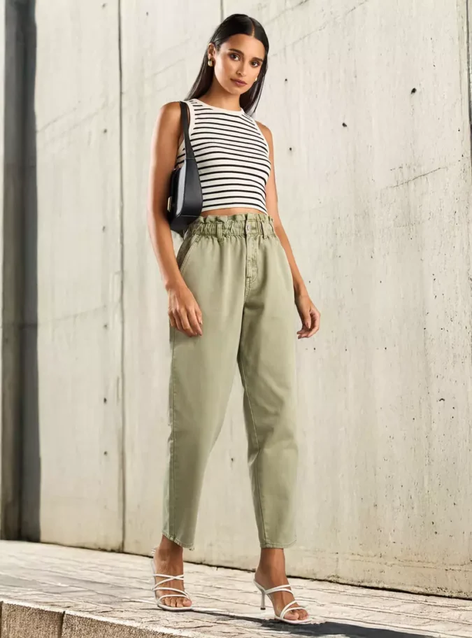 Plain Paperbag Mom Jeans-4