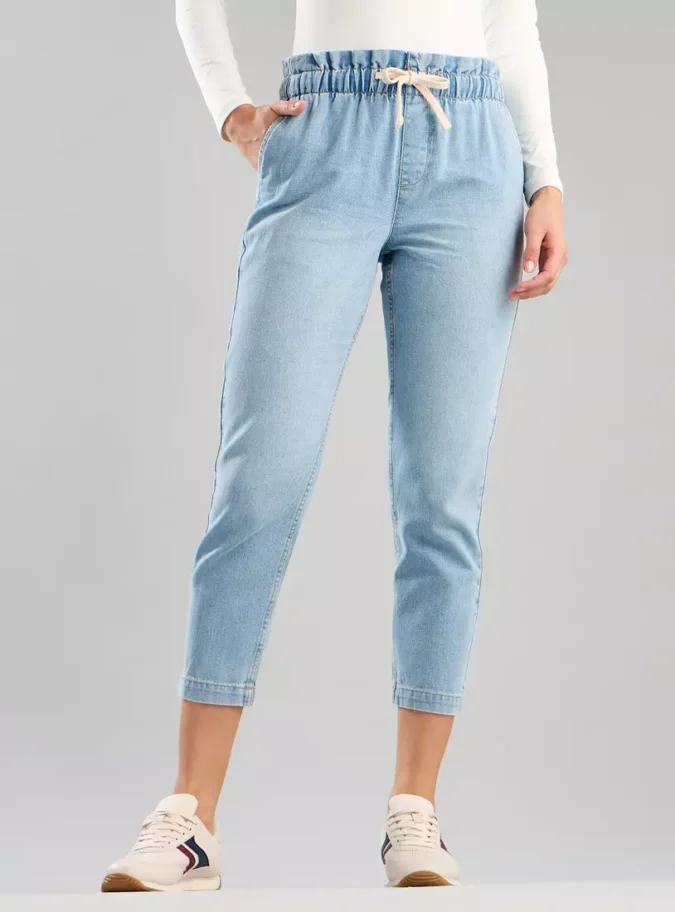Plain Paperbag Waist Jeans-1