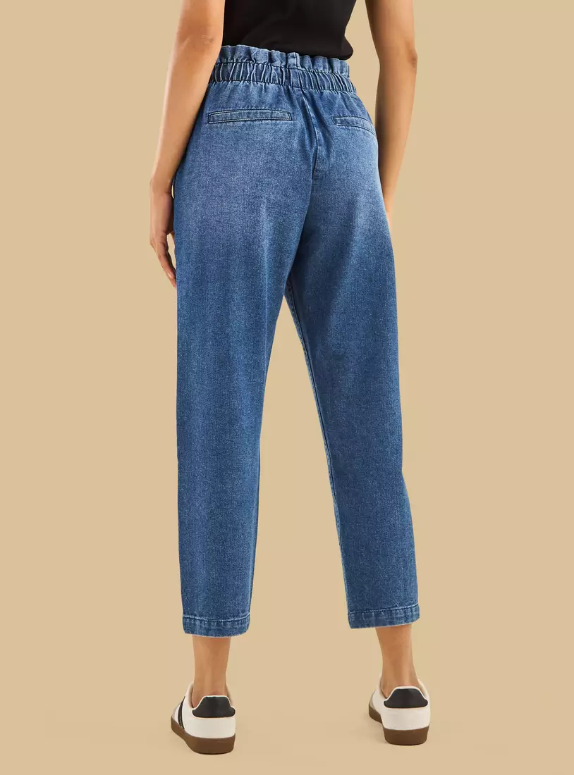 Plain Paperbag Waist Jeans-2