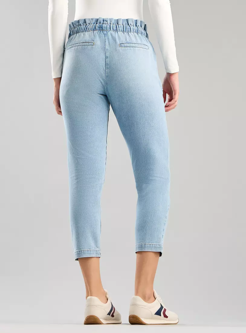 Plain Paperbag Waist Jeans-2