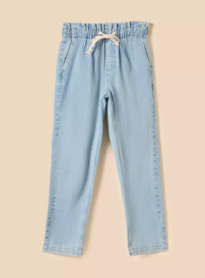 Plain Paperbag Waist Jeans-4