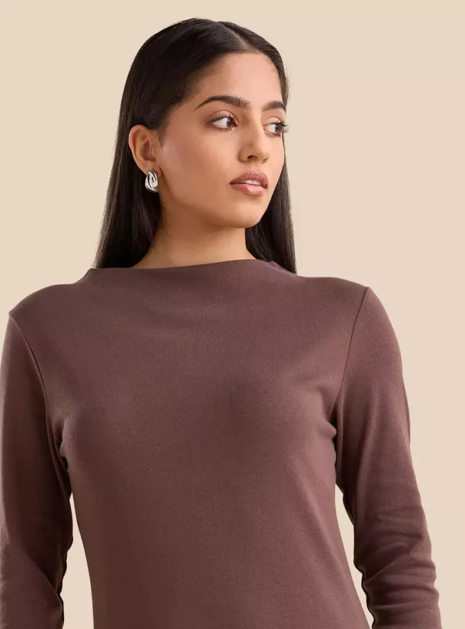 Plain Shift Dress with Slit-7