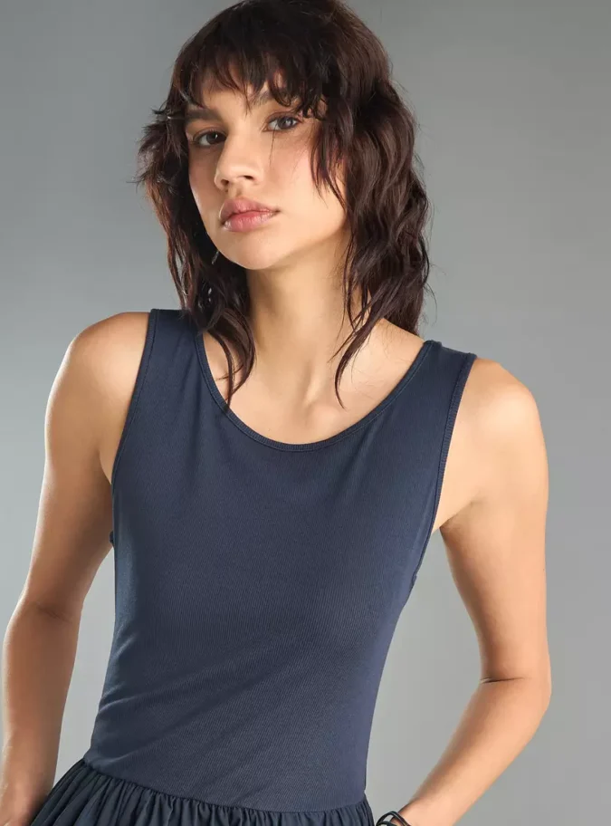 Plain Sleeveless Balloon Dress-3