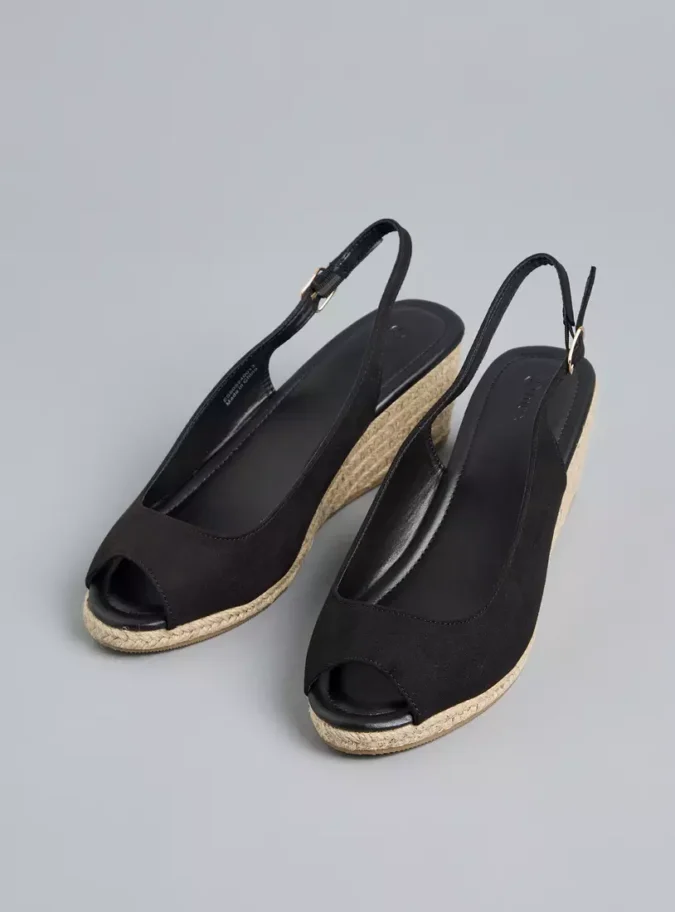 Plain Slingback Sandals with Wedge Heels-1