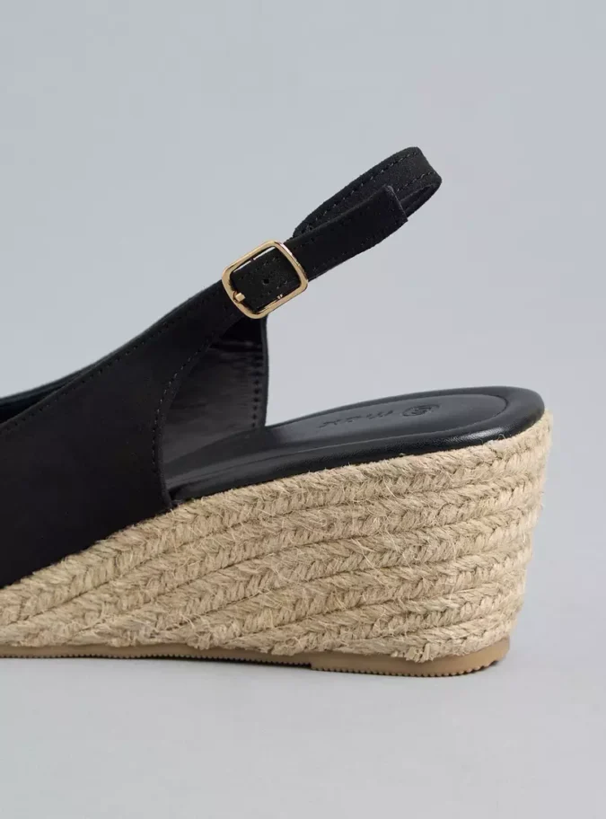 Plain Slingback Sandals with Wedge Heels-4
