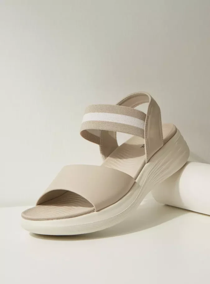 Plain Slip-On Flat Sandals with Elastic Strap-1