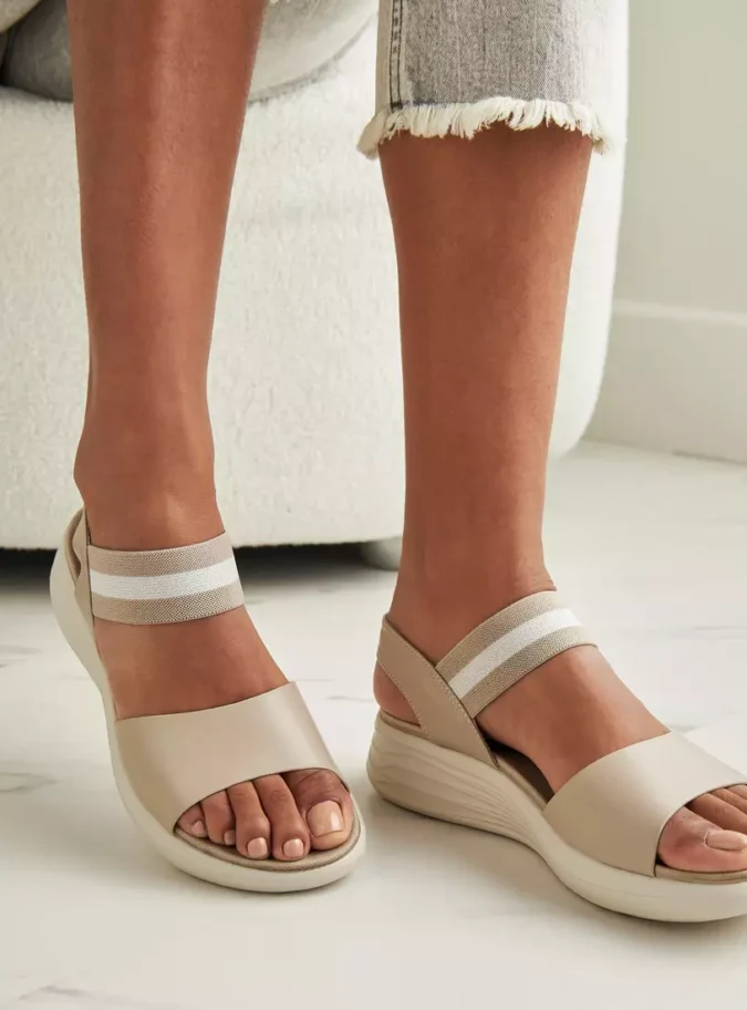 Plain Slip-On Flat Sandals with Elastic Strap-2