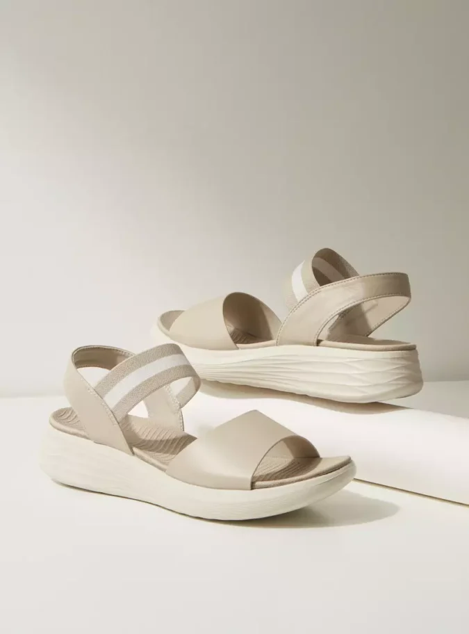 Plain Slip-On Flat Sandals with Elastic Strap-3