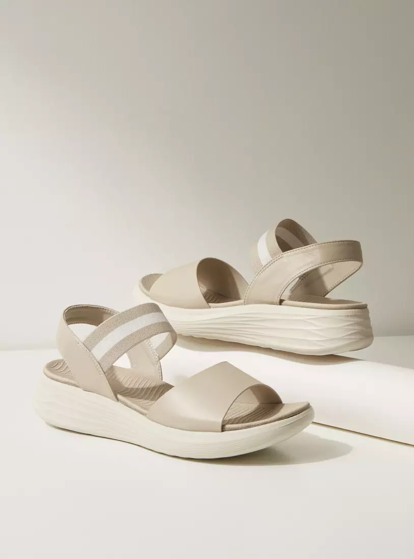 Plain Slip-On Flat Sandals with Elastic Strap-3