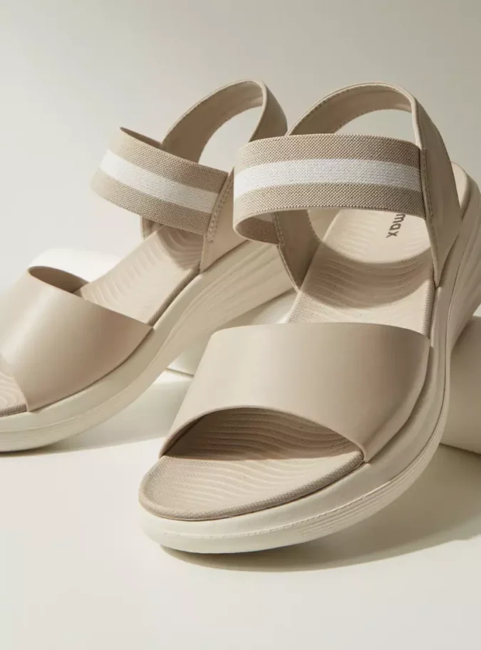 Plain Slip-On Flat Sandals with Elastic Strap-4