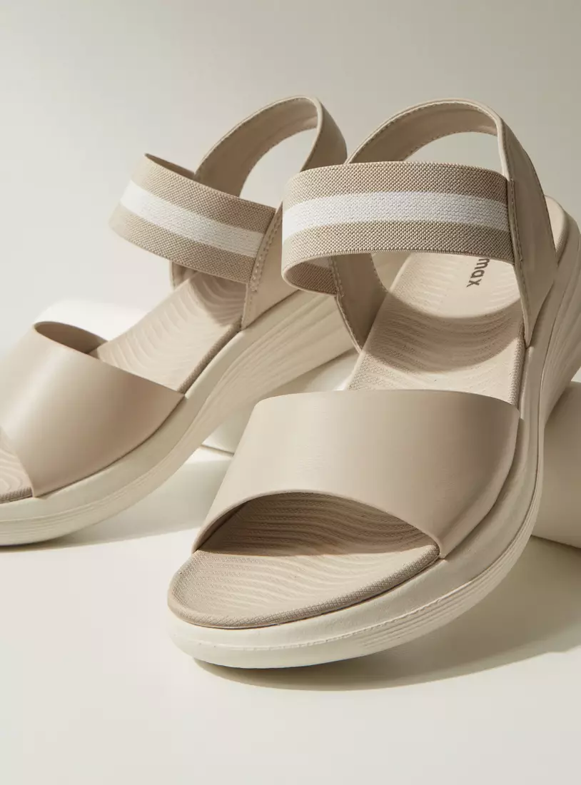 Plain Slip-On Flat Sandals with Elastic Strap-4