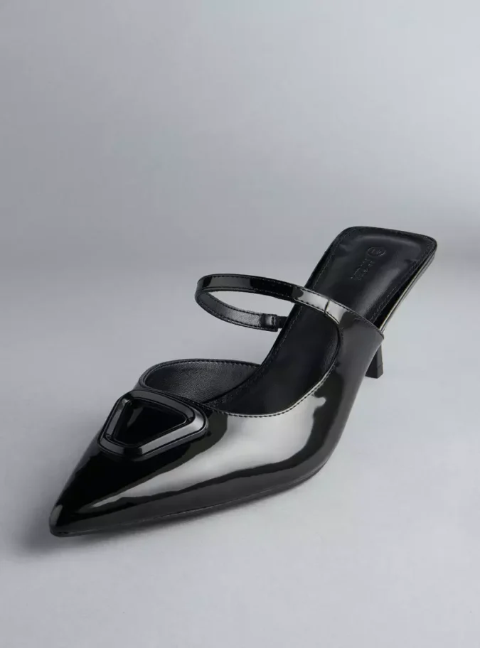 Plain Slip-On Pointed Toe Sandals with Stiletto Heels-1