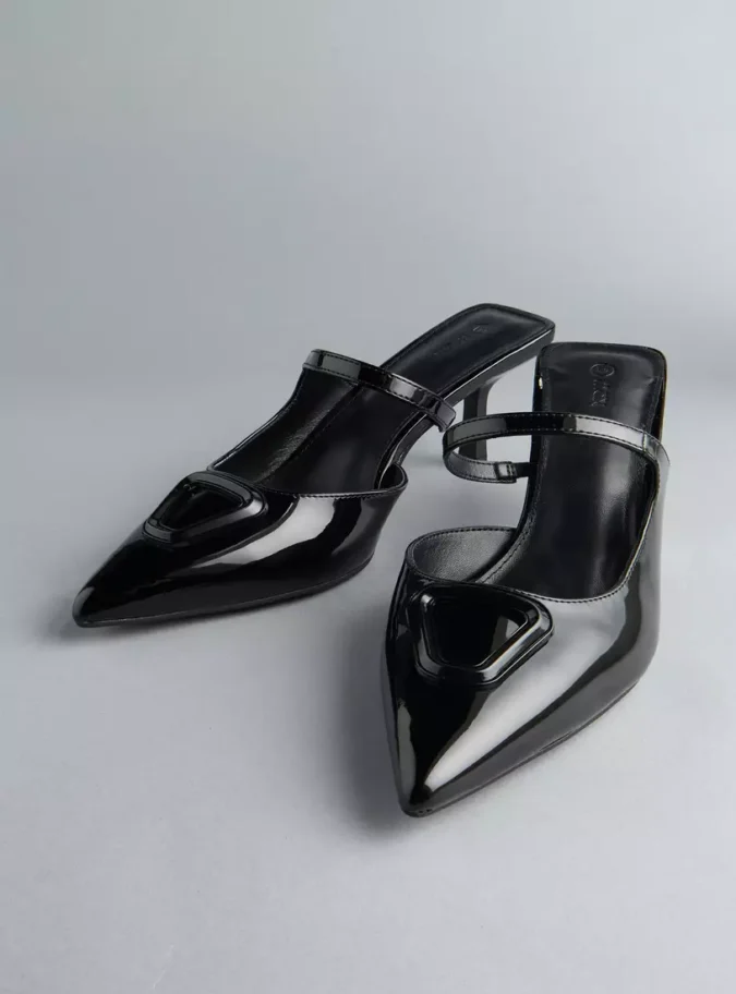 Plain Slip-On Pointed Toe Sandals with Stiletto Heels-2