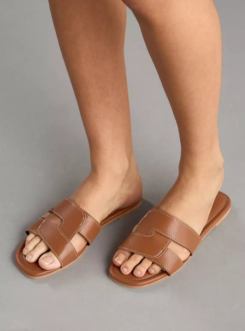 Plain Slip-On Sandals-2