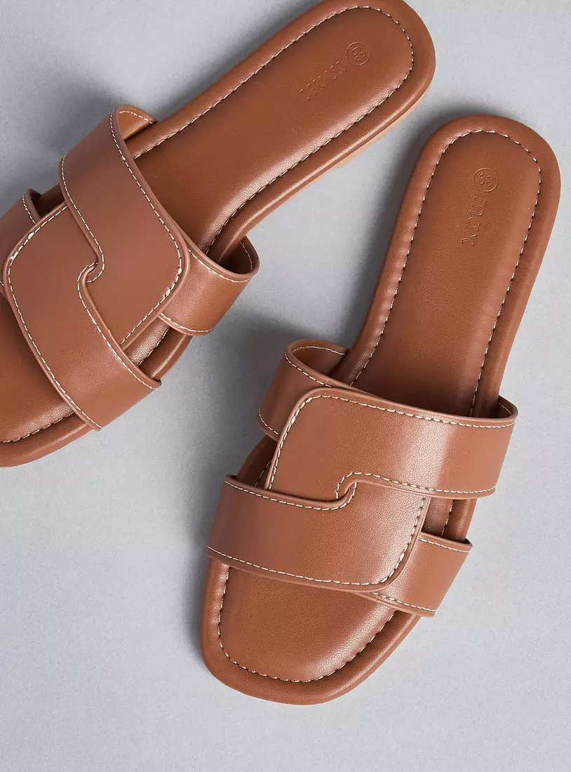 Plain Slip-On Sandals-3