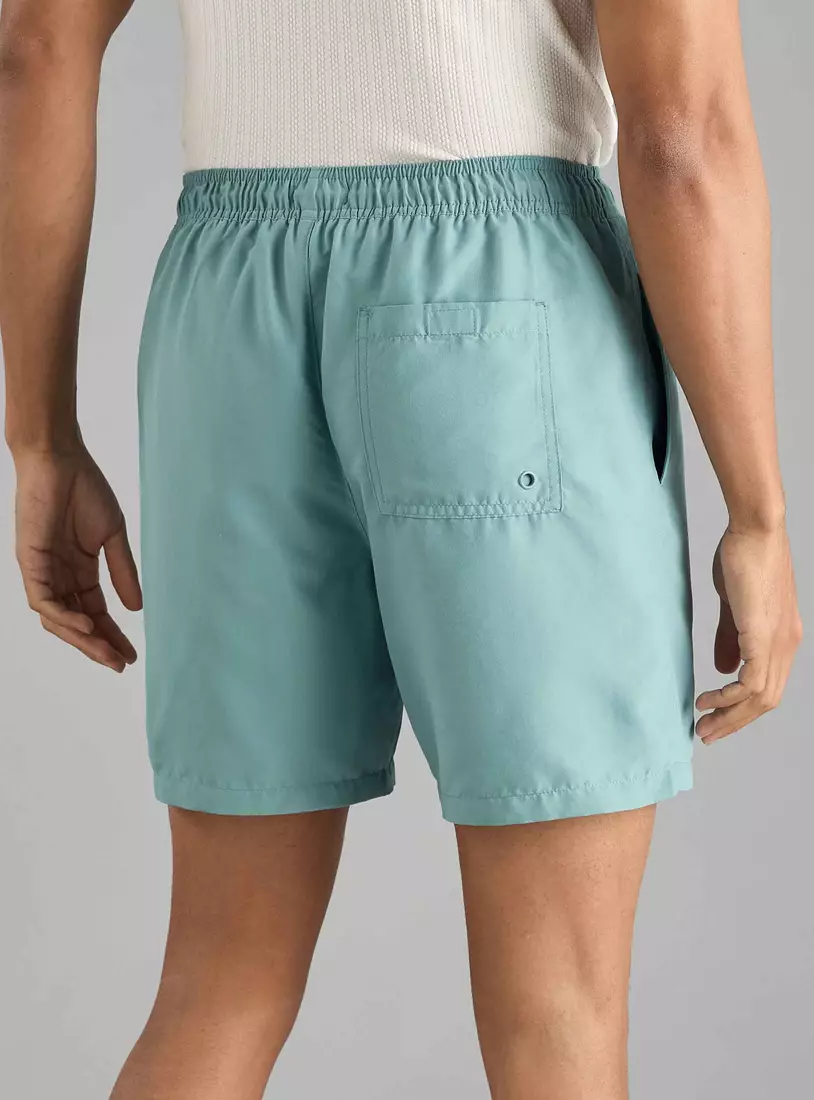 Plain Swim Shorts with Drawstring Closure-14