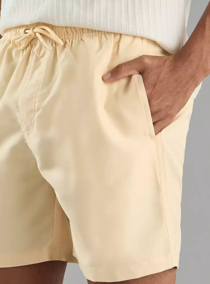 Plain Swim Shorts with Drawstring Closure-3