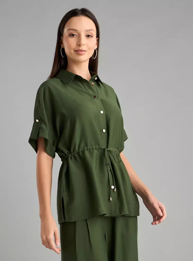 Plain Tunic with Extended Sleeves-4