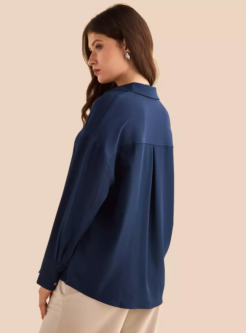 Plain Viscose Crepe Shirt-2