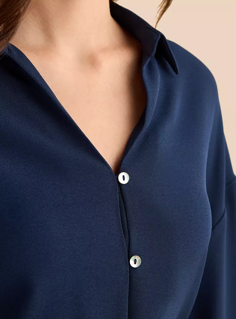 Plain Viscose Crepe Shirt-3