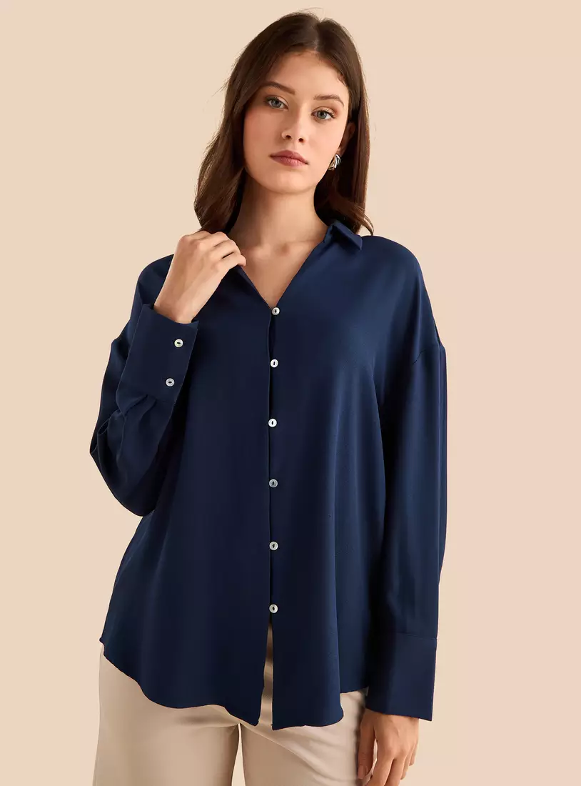 Plain Viscose Crepe Shirt-4